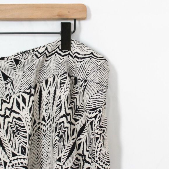 Monsoon Black and White Print Shark Bite Hem Midi Skirt US 12 - Picture 4 of 9